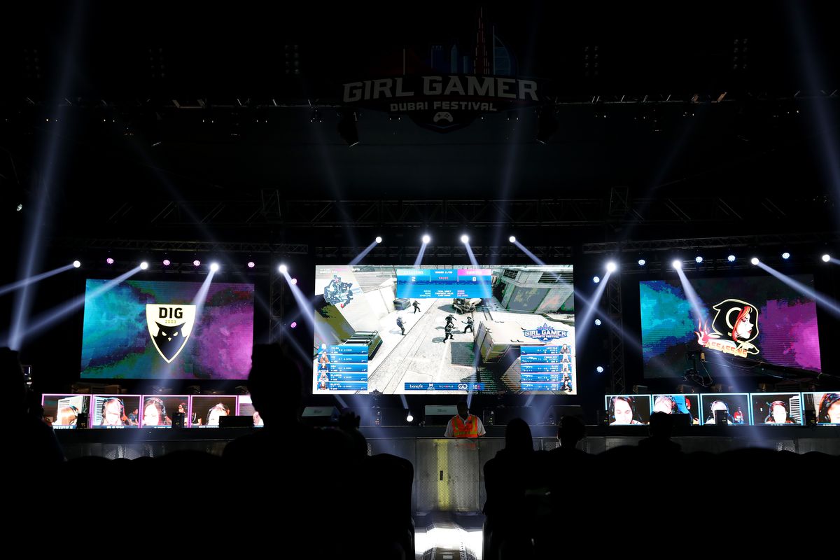 A general view of Team Assassins against Team Dignitas during the CS:GO World Finals on Day Two of the Girl Gamer Esports Festival at Meydan Racecourse on Feb. 22.