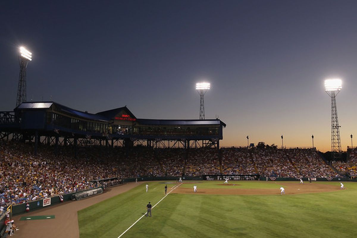OMAHA, NE - Baseball is here to help.  (Photo by Christian Petersen/Getty Images)