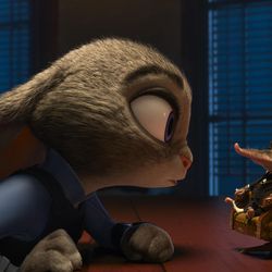 Nick Wilde (voice of Jason Bateman), Judy Hopps (voice of Ginnifer Goodwin) and Mr. Big (voice of Maurice LaMarche) in “Zootopia."
