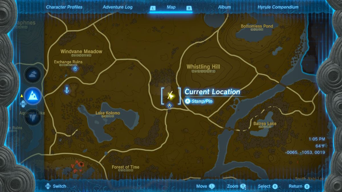 A map shows the location of the Rubber Armor set in Zelda Tears of the Kingdom.