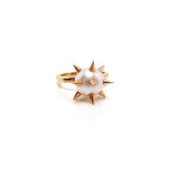 Nektar de Stagni 'Bad' pearl ring, <a href="http://assemblynewyork.com/womens/jewelry/nektar-de-stagni-spike-bad-pearl-ring-white-gold.html">$495</a> at Assembly New York