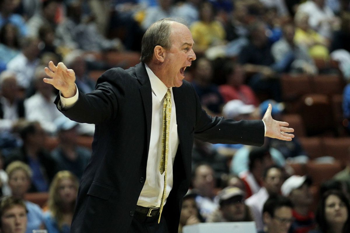 ANAHEIM, CA - JANUARY 05:  Head coach Ben Howland of the UCLA Bruins shouts instructions during the game against the Arizona Wildcats at the Honda Center on January 5, 2012 in Anaheim, California.  (Photo by Stephen Dunn/Getty Images)