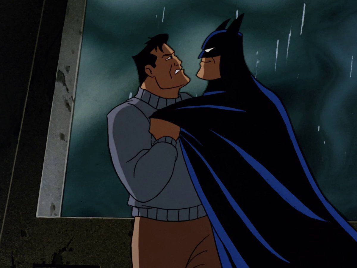 Bruce Wayne facing his doppelganger in “Perchance to Dream” from Batman: The Animated Series.