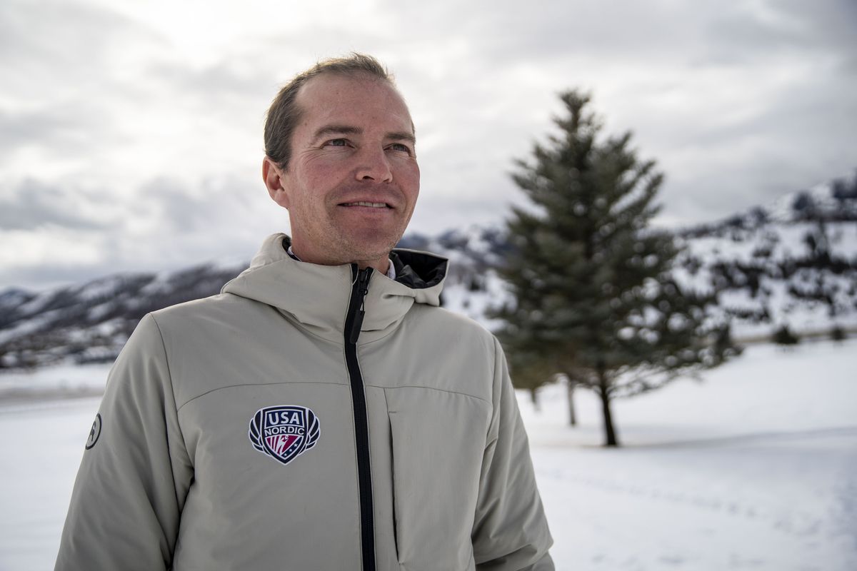 Bill Demong, former Nordic combined Olympic gold medalist, poses for a portrait at the cross-country skiing track at Jeremy Ranch Golf and Country Club in Park City on Thursday, Jan. 6, 2022.