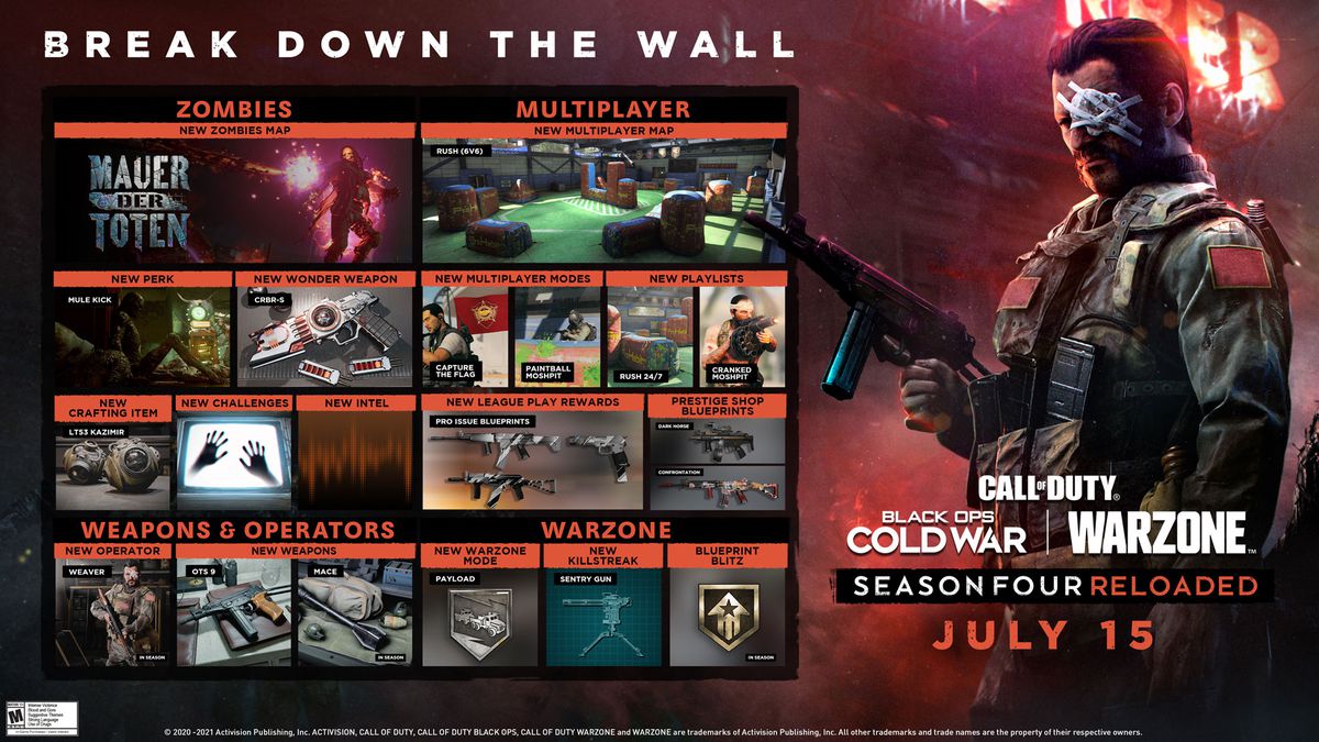 Call of Duty: Black Ops Cold War and Warzone season 4 Reloaded roadmap