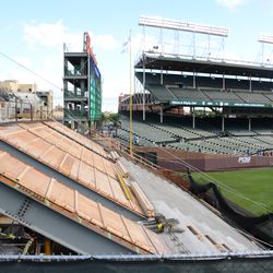 5:41 p.m. Another view of the right-field bleachers, from upper center field - 
