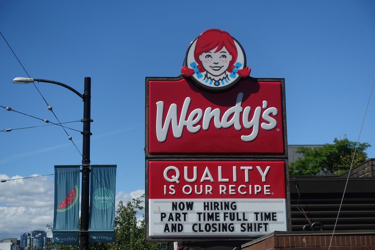 A Wendy’s restaurant sign in Vancouver