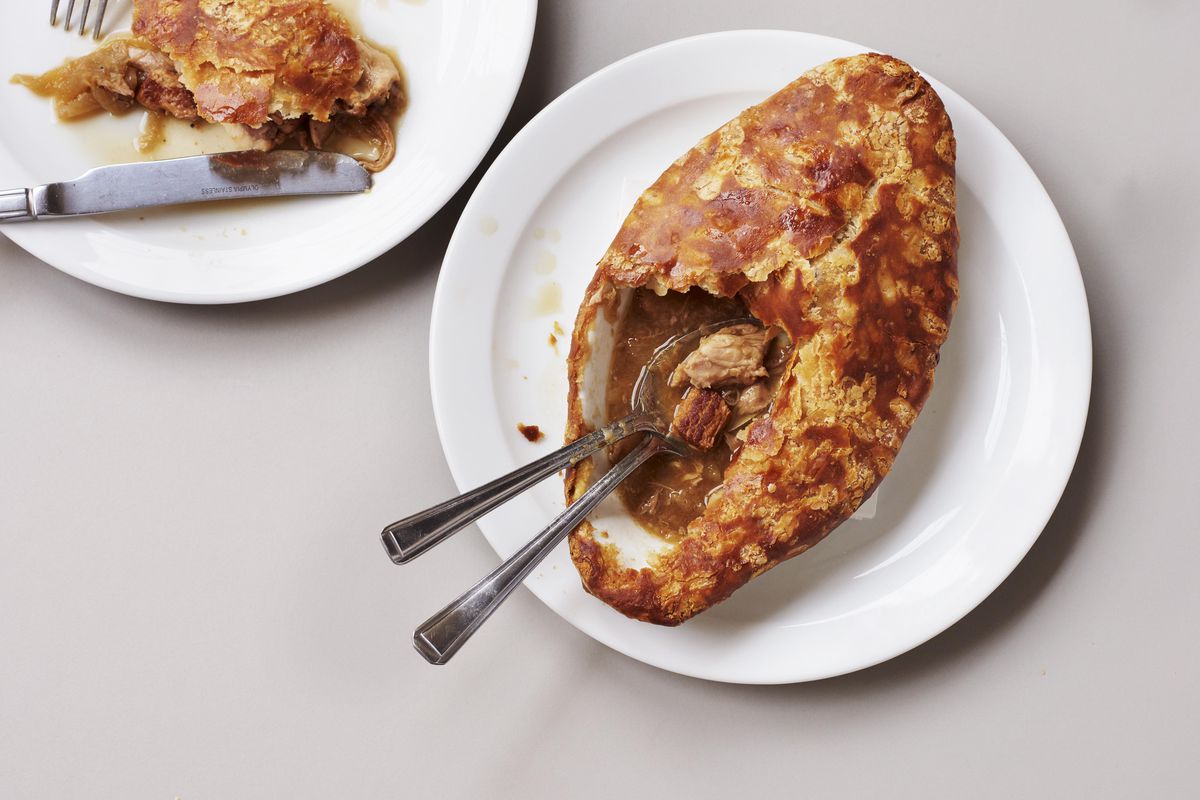 Beige pie on a beige background, a London restaurant trend for 2019