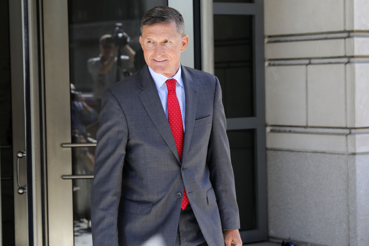 Michael Flynn, former national security adviser to President Donald Trump, departs the E. Barrett Prettyman United States Courthouse following a pre-sentencing hearing July 10, 2018, in Washington, DC. 