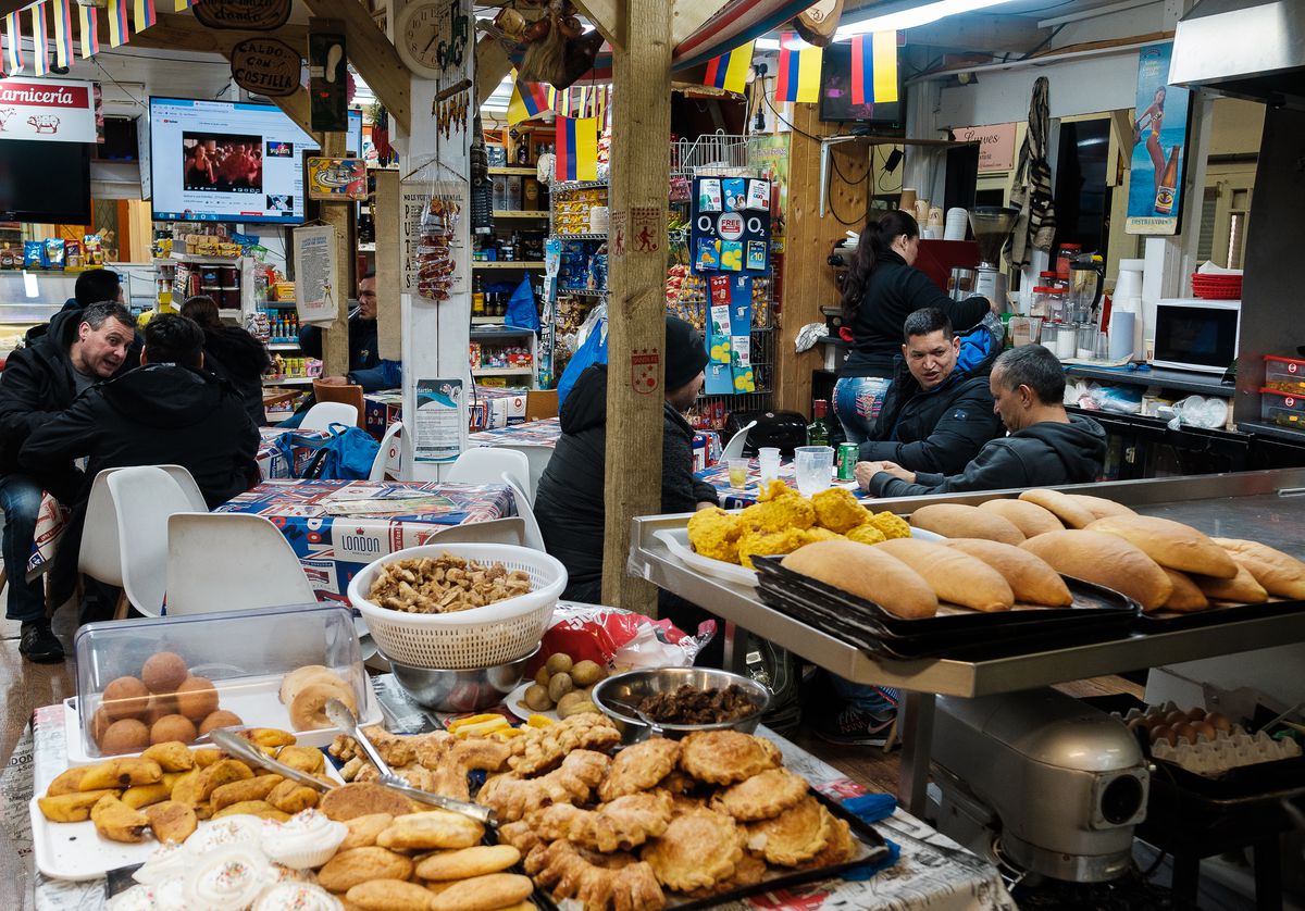 Snacks and pastries inside North London’s Latin Village which, after a 15-year community fight, was saved in August 2021