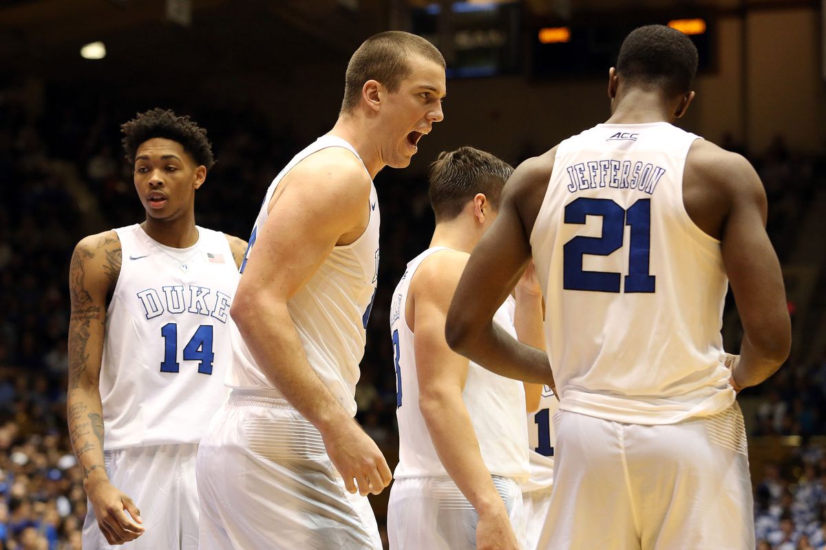 Marshall Plumlee gets geeked after drawing a foul vs. Siena.