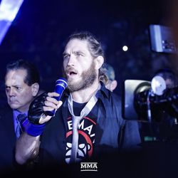 Tom Lawlor lip syncs to cage.