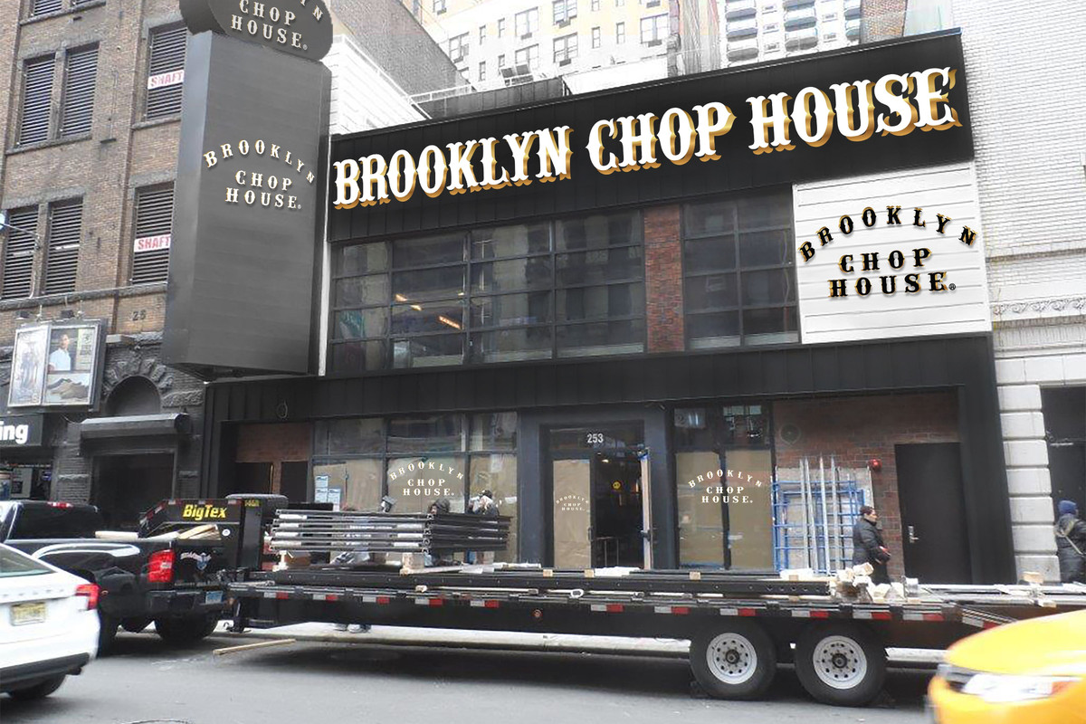 The exterior of Brooklyn Chop House, a multi-level steakhouse in Times Square that will soon be home to New York’s first NFT restaurant.