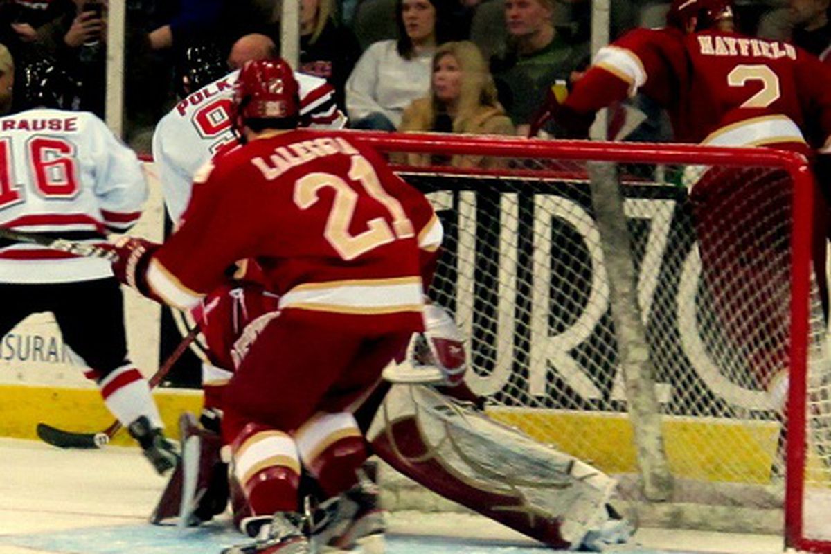 WCHA Rookie of the Year Joey LaLeggia will be a player to watch this weekend. Photo: Matthew Semisch (radiofreeomaha.com)