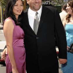 FILE - This Sept. 13, 2008 file photo shows actor James Gandolfini and his wife Deborah Lin at the 2008 Primetime Creative Arts Emmy Awards in Los Angeles.  HBO and the managers for Gandolfini say the actor died Wednesday, June 19, 2013, in Italy. He was 51. 