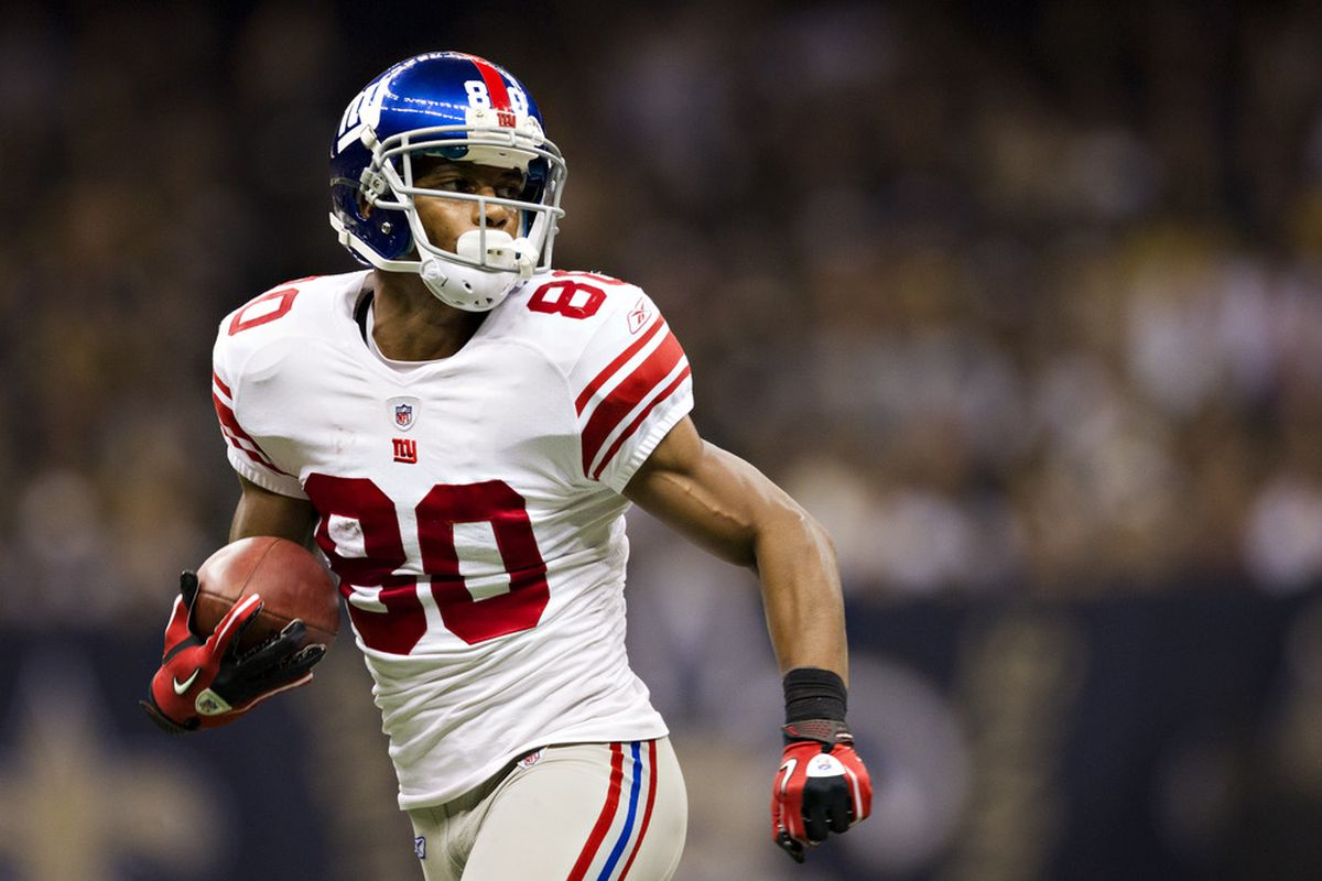 NEW ORLEANS, LA - NOVEMBER 28:   From undrafted to fantasy stud in no time flat.  Victor Cruz has to be among the best waiver wire pickups of the year.  (Photo by Wesley Hitt/Getty Images)