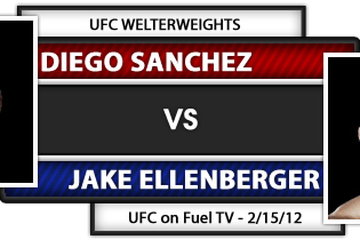 Tonight (Feb. 15, 2012), Diego Sanchez (L) and Jake Ellenberger (R) will throw down in Omaha, Nebraska in a welterweight fight packed with title implications.