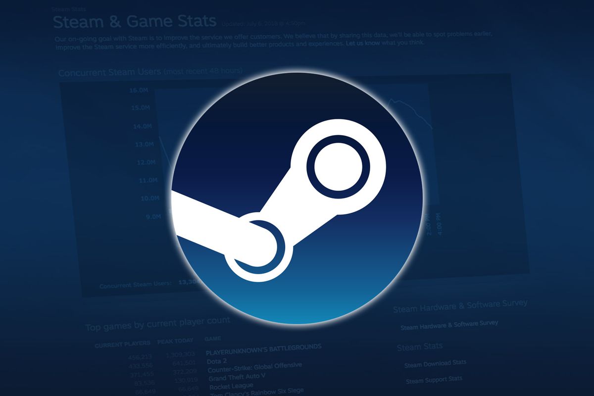 Steam logo on blue background
