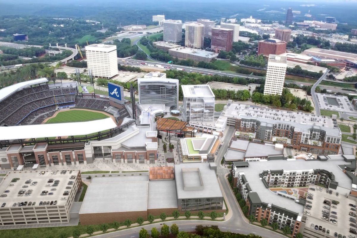An aerial view of SunTrust Park in Atlanta. 