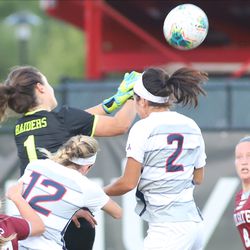 The Colgate Raiders take on the UConn Huskies in a women’s college soccer game at Al Marzook Field in Hartford, CT on September 1, 2019.