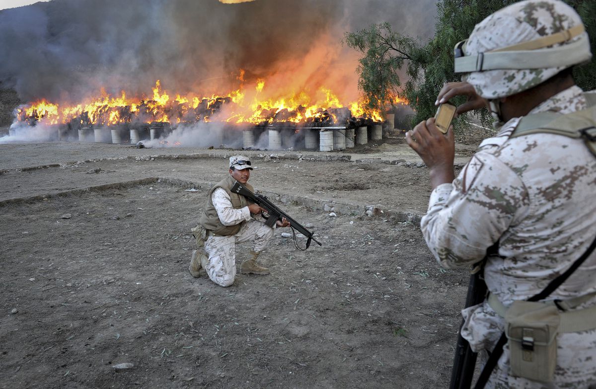Mexico army marijuana burn