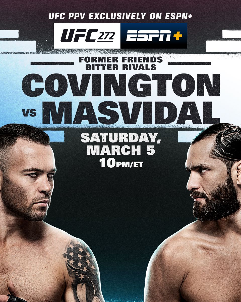 UFC 272, UFC on ESPN+ PPV, UFC 272 PPV, Jorge Masvidal vs Colby Covington, UFC Fight Poster,