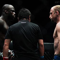 Melvin Manhoef and Brock Larson staredown before their ONE FC bout