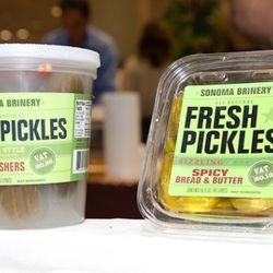Sonoma Brinery recently changed it's portion sizes and rebranded a bit. Here are the whole koshers and spicy bread and butter pickles. 