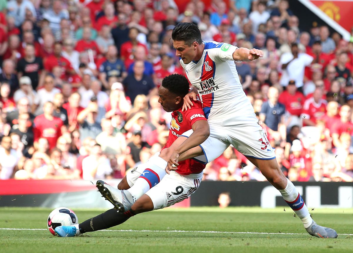 Anthony Martial is taken down by Martin Kelly - Manchester United v Crystal Palace - Premier League