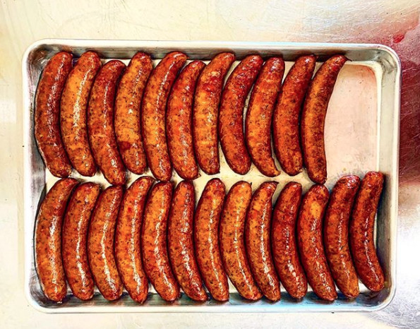 2Fifty has a selection of smoked sausages, including cajun andouille, bratwurst with cheddar, and jalapeño and spices.