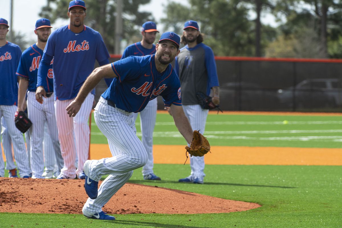 New York Mets pitcher Michael Wacha at spring training workout in Port St. Lucie, 2020
