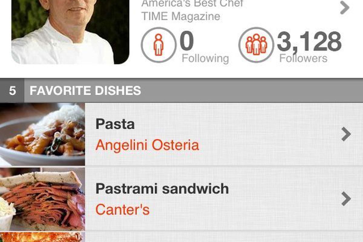 A sample of the chef's profile on Chefs Feed.