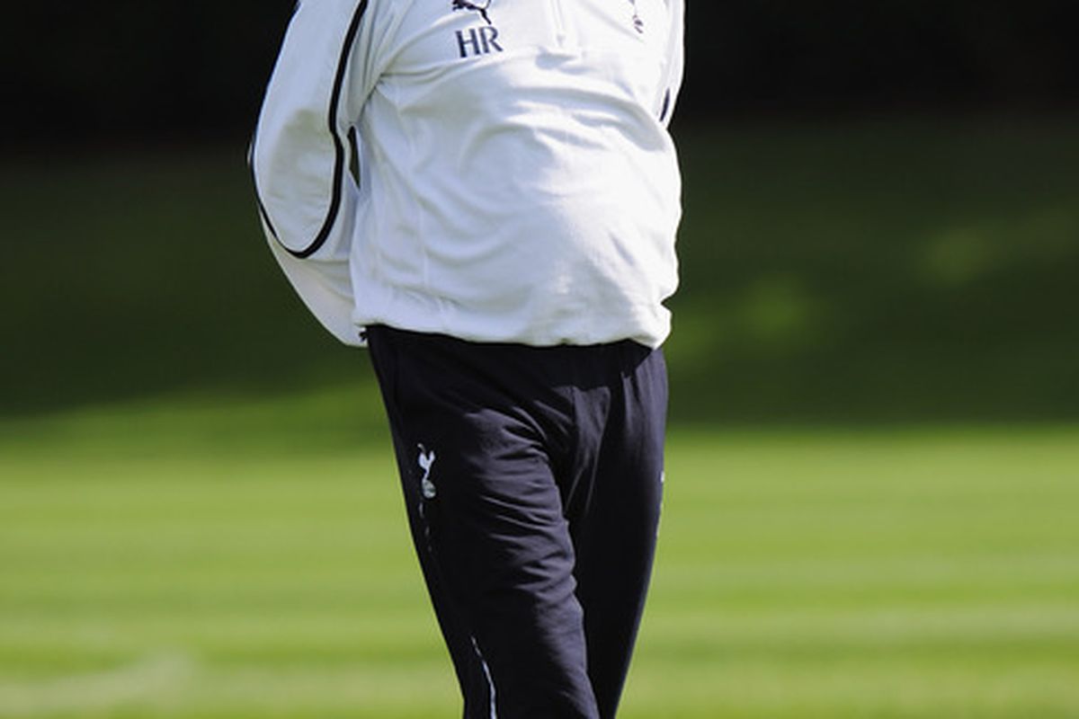 CHIGWELL, ENGLAND - APRIL 12:  Harry Rednapp the Tottenham Hotspur coach during a training session at Spurs Lodge on April 12, 2011 in Chigwell, England.  (Photo by Shaun Botterill/Getty Images)