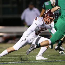 Brother Rice’s Richard Seavers (5) lines up. Allen Cunningham/For the Sun-Times.
