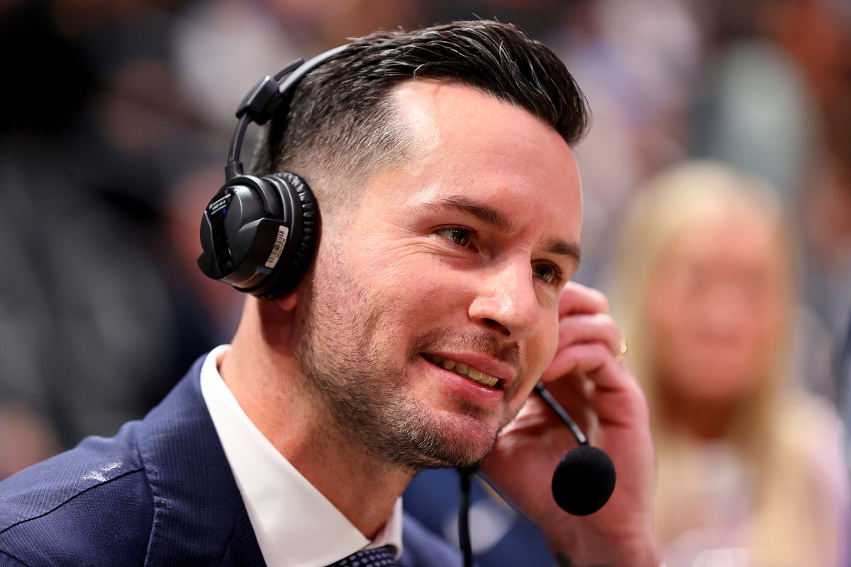 JJ Redick announces the game between the Los Angeles Lakers and the Denver Nuggets at Ball Arena on October 26, 2022 in Denver, Colorado.