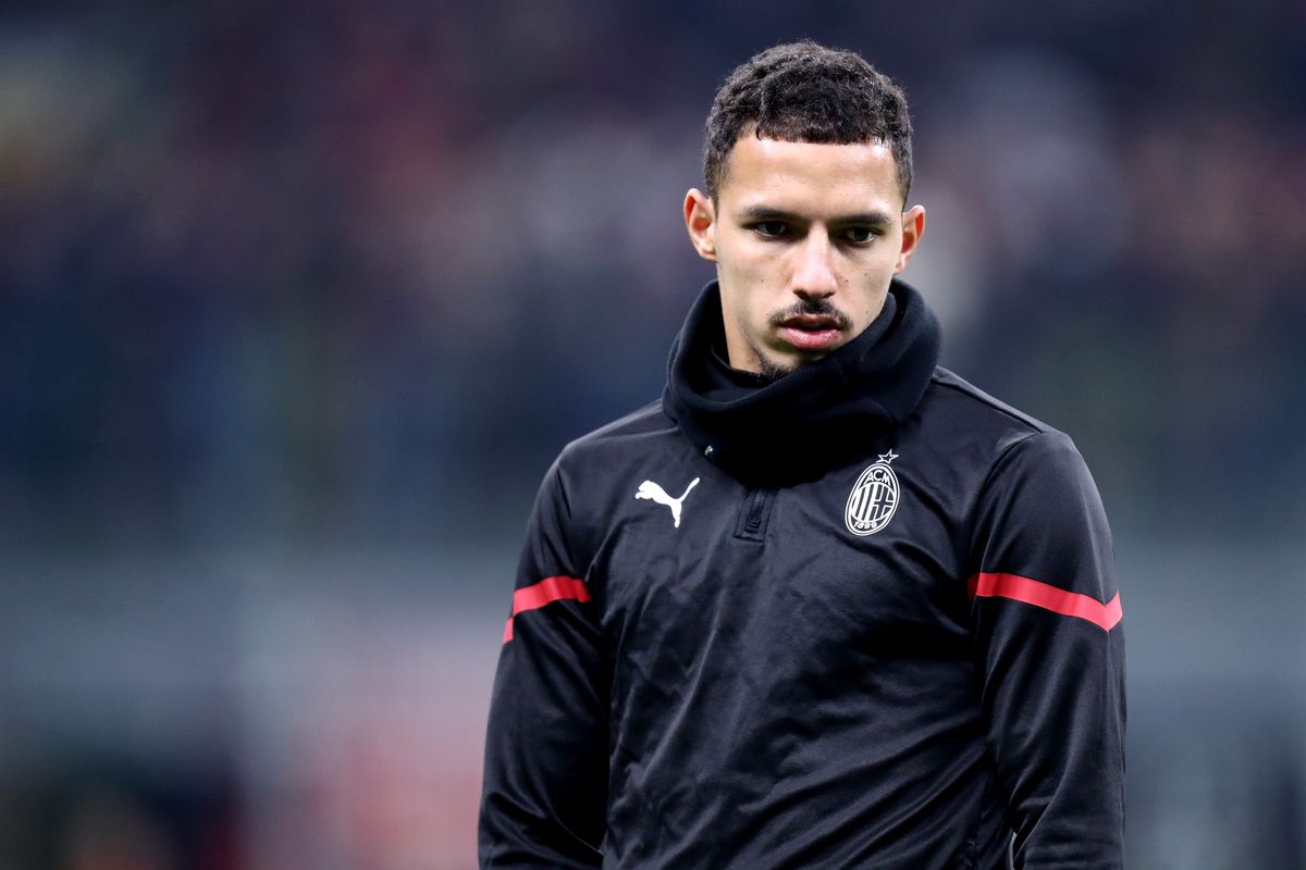 Ismael Bennacer of Ac Milan during warm up before the Serie...
