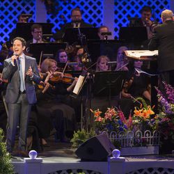 Guest performer Santino Fontana performs with the Tabernacle Choir at the annual Pioneer Day concert Friday, July 18, 2014, in Salt Lake City at the Conference Center.