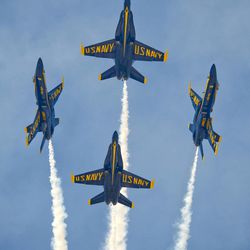 The U.S. Navy's Blue Angels perform their precision aerobatics over the Florida Keys during the Southernmost Air Spectacular at Naval Air Station Key West, in Key West, Fla., March 23, 2013.