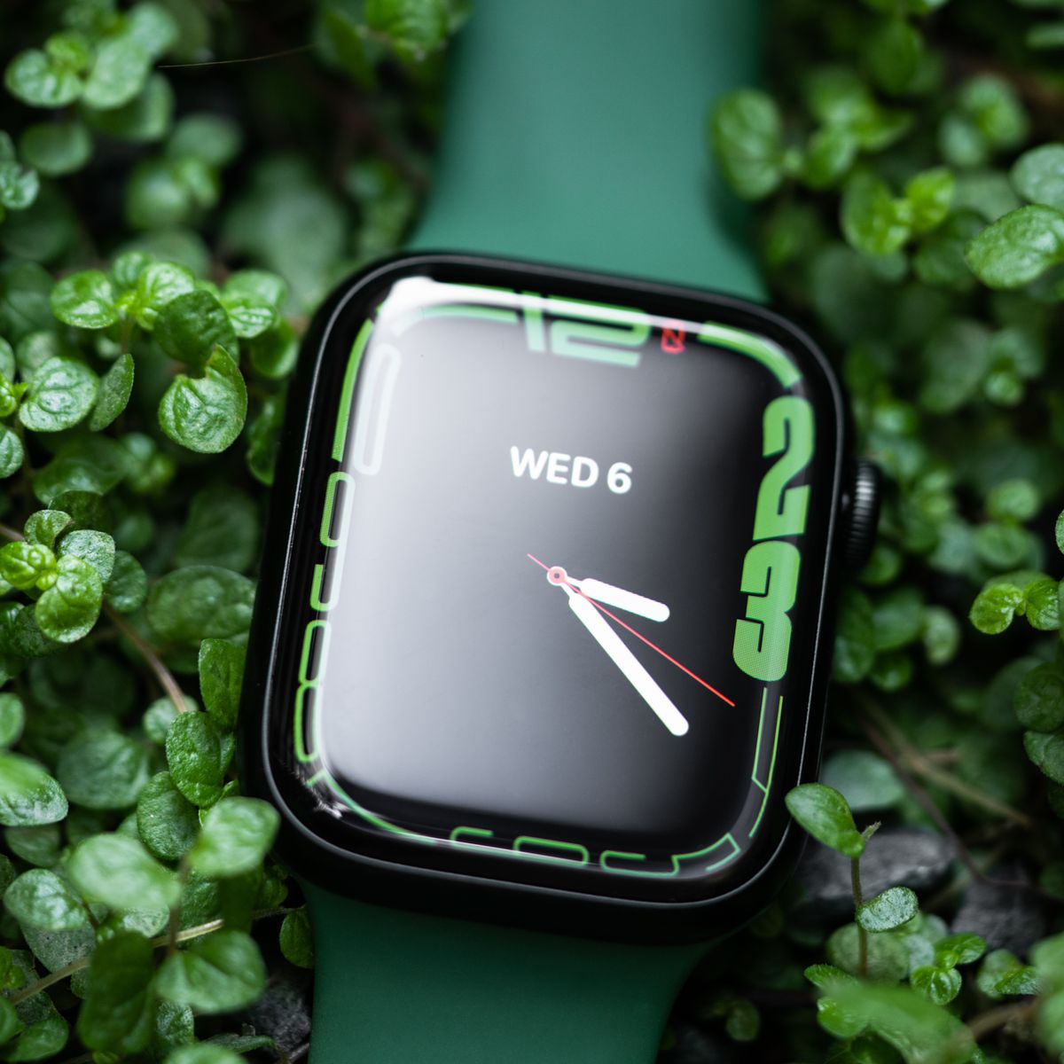 The Apple Watch Series 7 in green.