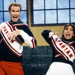 In this Oct. 4, 1977 photo released by NBC, Will Ferrell portrays Craig Buchanan, left, and Cheri Oteri portrays his cheering partner Arianna on "Saturday Night Live," in New York. The long-running sketch comedy series will celebrate their 40th anniversary with a 3-hour special airing Sunday at 8 p.m. EST on NBC. 