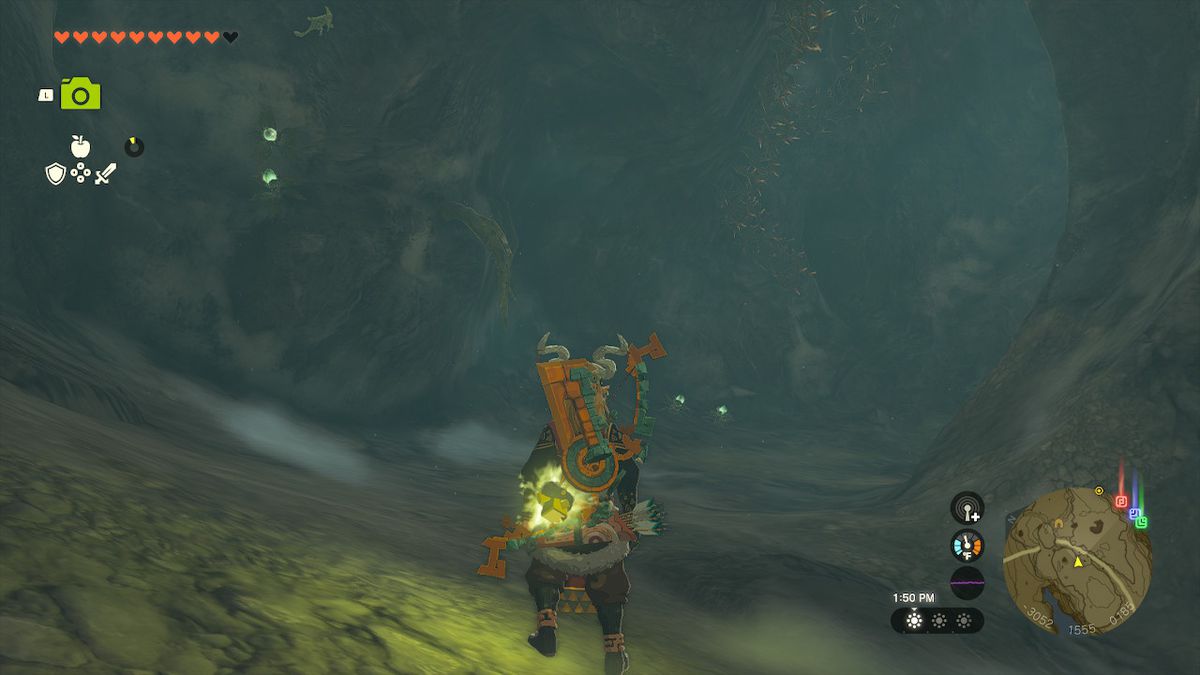 Link makes his way through the cave in Zelda: Tears of the Kingdom
