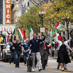 The Columbus Day Parade travels down North State Street in the Loop, Monday afternoon, October 11, 2021.