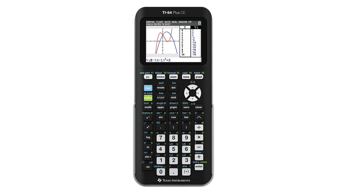 An official photo shows Texas Instruments’ TI-84 Plus CE graphing calculator