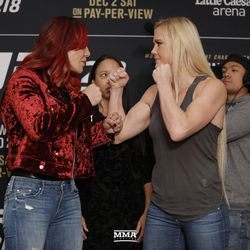 Cris Cyborg and Holly Holm square off to promote UFC 219.