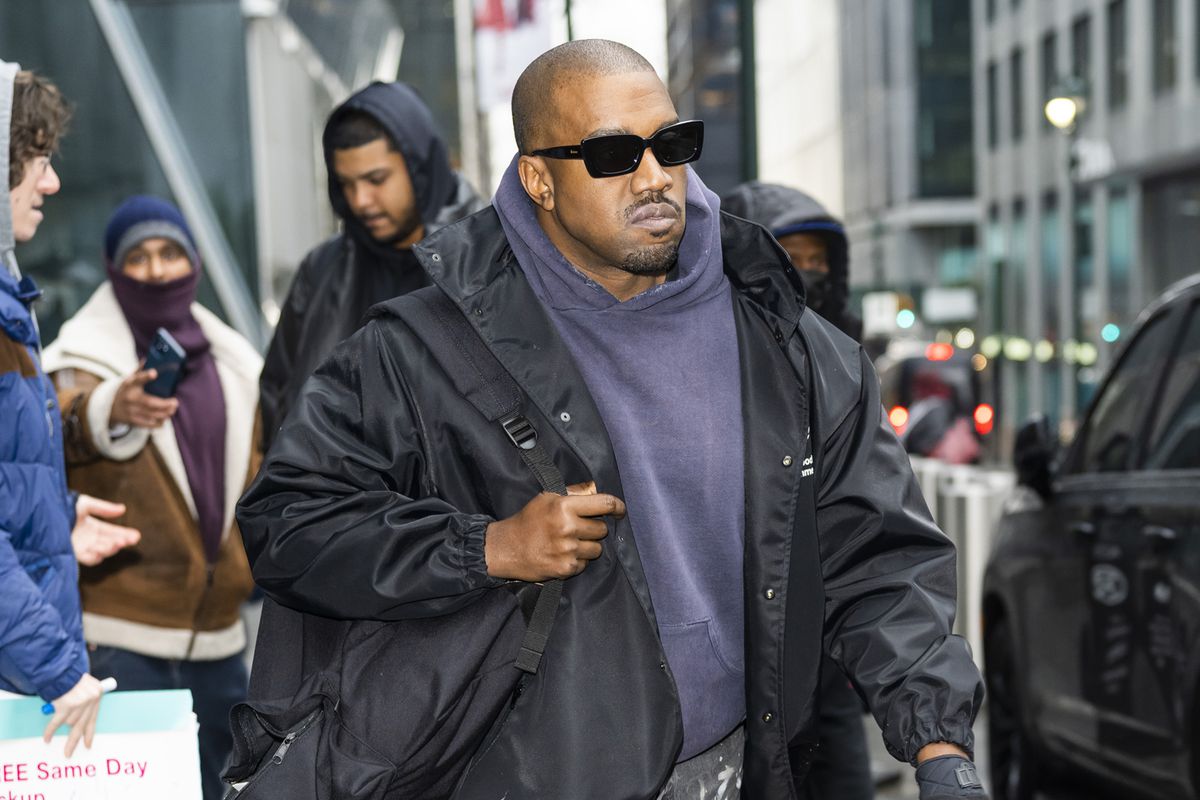 Kanye West on the street in NYC.