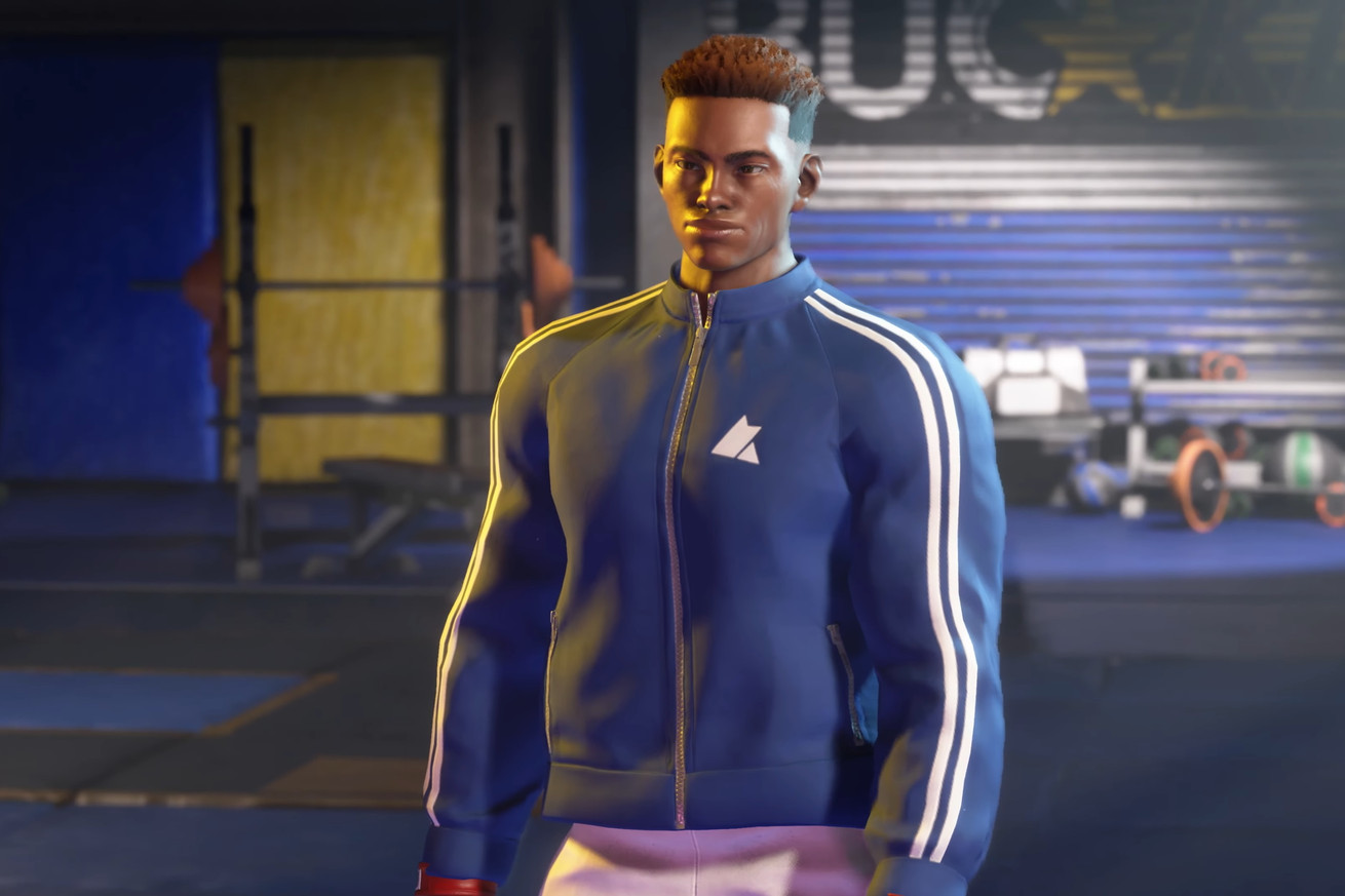 A custom character in Street Fighter 6 stands in a gym. 