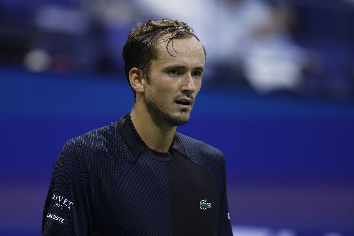 Daniil Medvedev reacts against Yibing Wu of China during their Men’s Singles Third Round match on Day Five of the 2022 US Open at USTA Billie Jean King National Tennis Center on September 02, 2022 in the Flushing neighborhood of the Queens borough of New York City.