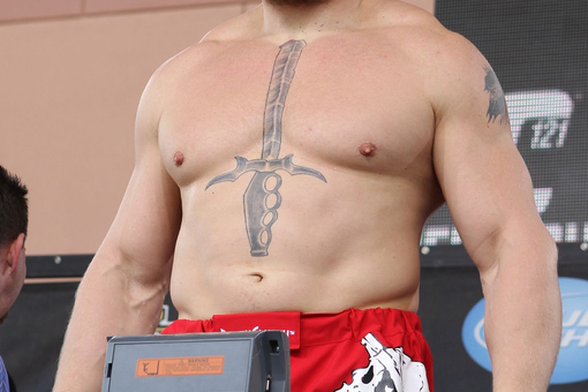 ANAHEIM CA - OCTOBER 22:  UFC heavyweight Brock Lesnar  (Photo by Josh Hedges/Zuffa LLC/Zuffa LLC via Getty Images)