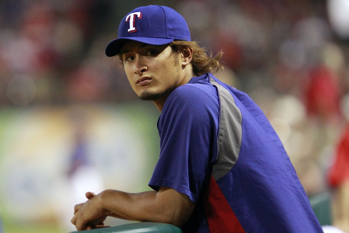 ARLINGTON, TX - APRIL 27: Yu Darvish #11 of the Texas Rangers during the game against the Tampa Bay Rays at Rangers Ballpark in Arlington on April 27, 2012 in Arlington, Texas. (Photo by Rick Yeatts/Getty Images)