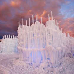 One area of the Midway Ice Castles is shown on Tuesday, Dec. 20. Workers continue to prepare the castles for opening.